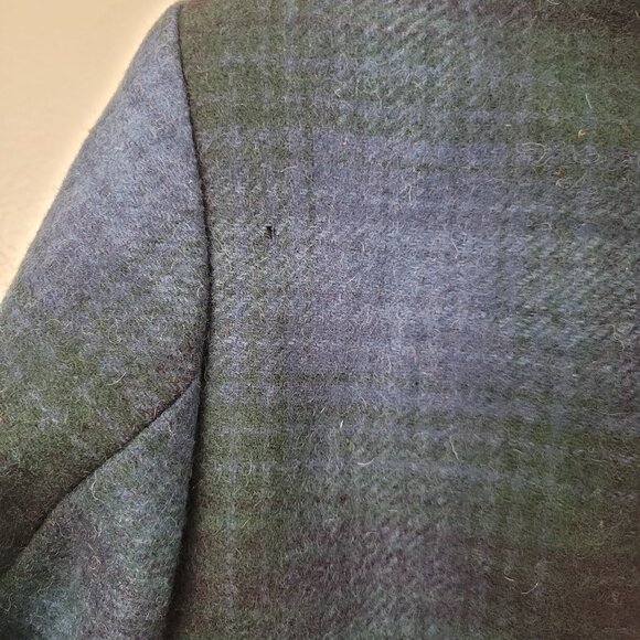 Pendleton Women Wool Coat Shearling Black Blue Shadow Plaid Western Jacket - Picture 3 of 4